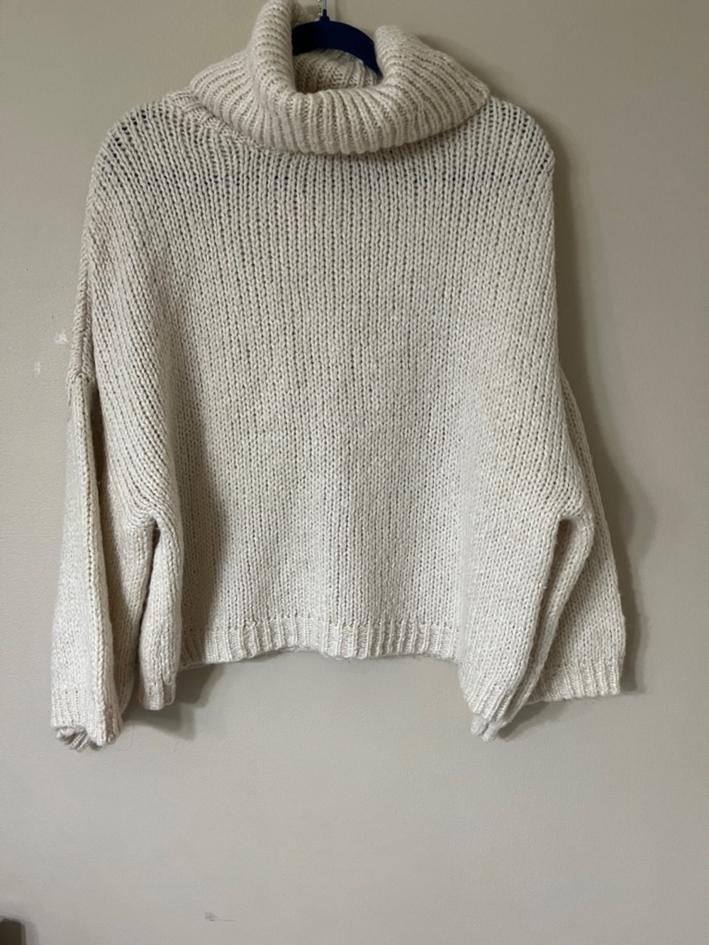 Mango Cream Chunky Cowl-Neck Sweater